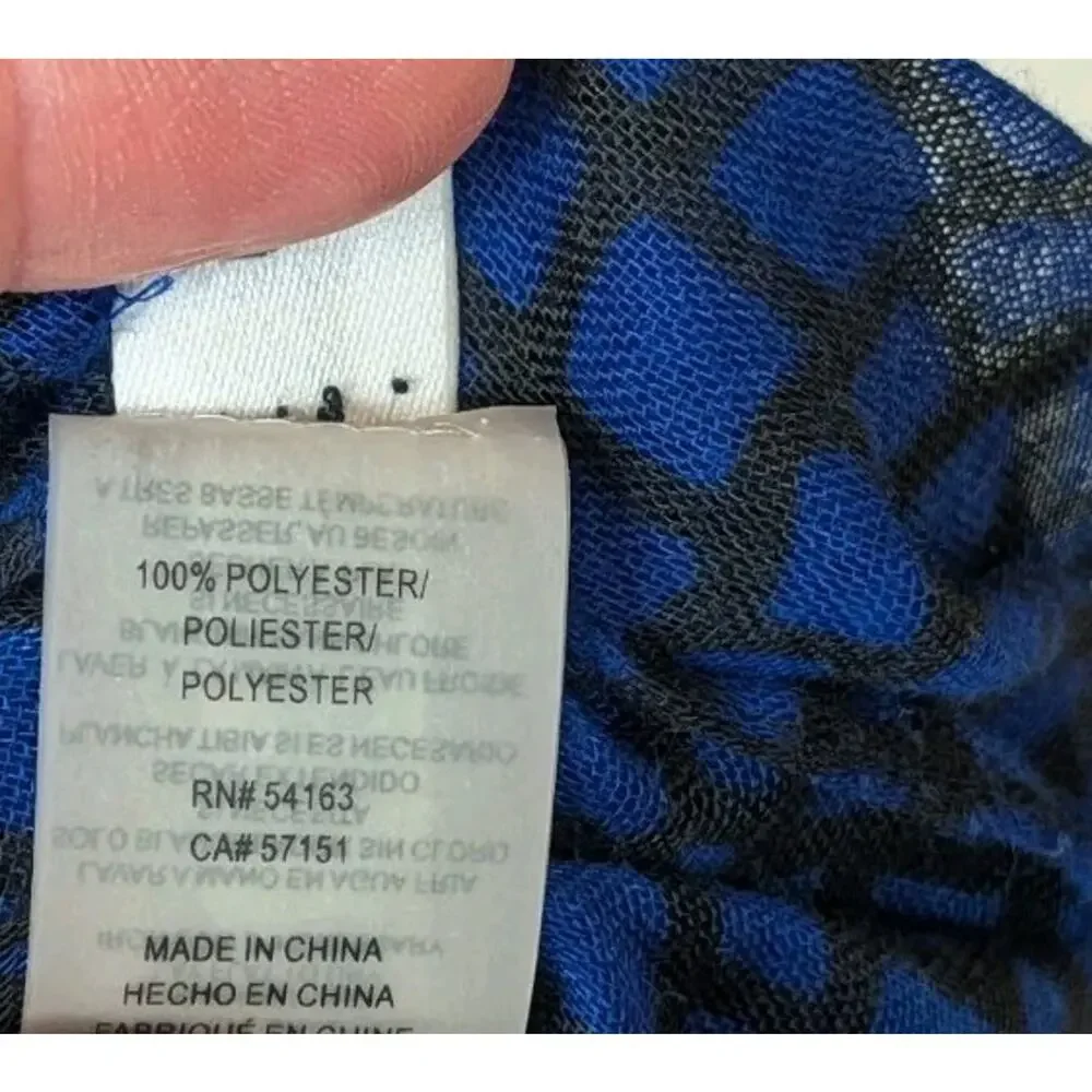 Calvin Klein Blue Black Cream Geometric Scarf 72”x 36